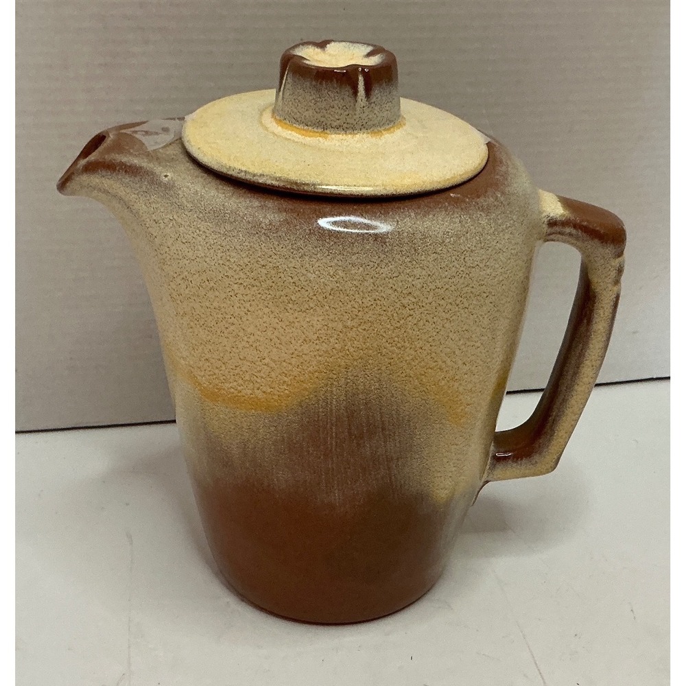 Frankoma Vintage Teapot Two Tone Brown Cream Glaze Mid Century Pottery Lid